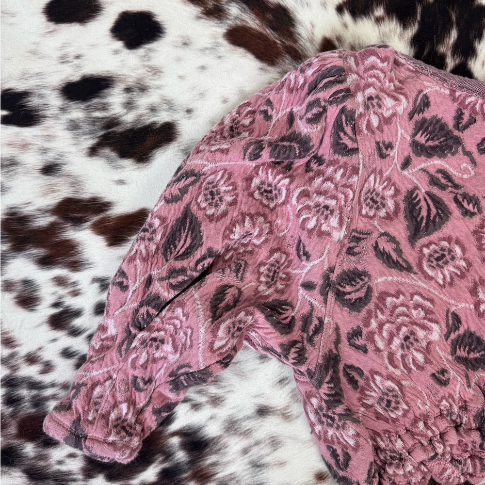 Free People “no ordinary top” Pink Floral Open-Back Crop Top Sz Small - Picture 7 of 9